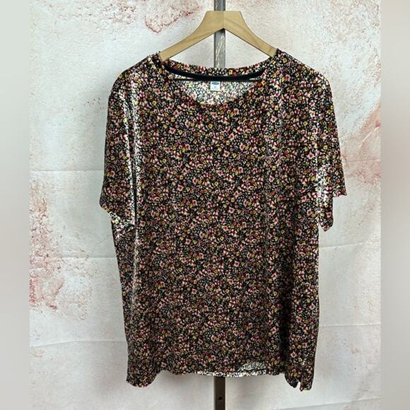 OLD NAVY dark floral velvet top size XXL romantic grunge y2k whimsical moody - Picture 1 of 4